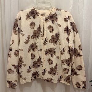 Vintage Karen Scott Cream and Brown Floral Sweater Set size Large